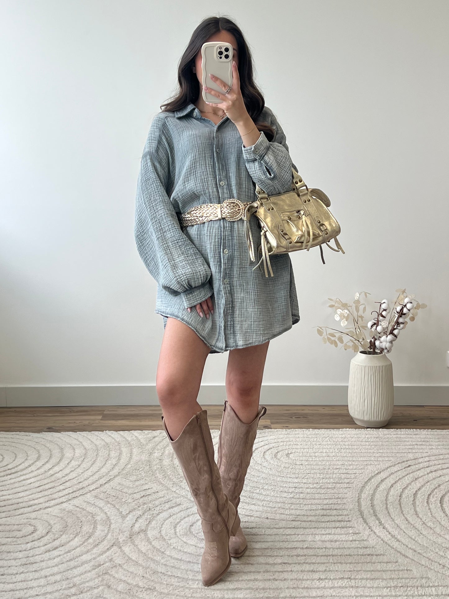 ROBE CHEMISE ÉZIA GRIS FONCÉ