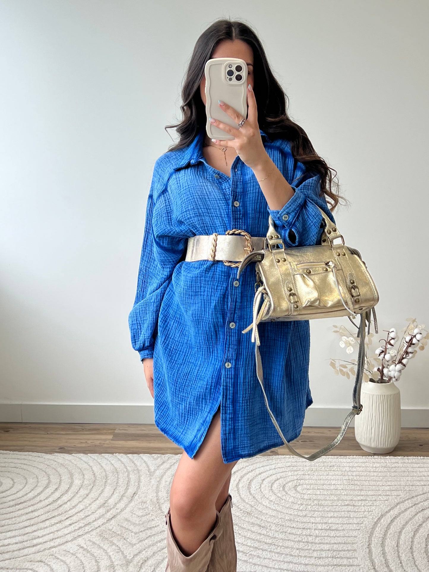 ROBE CHEMISE ÉZIA BLEU ROI