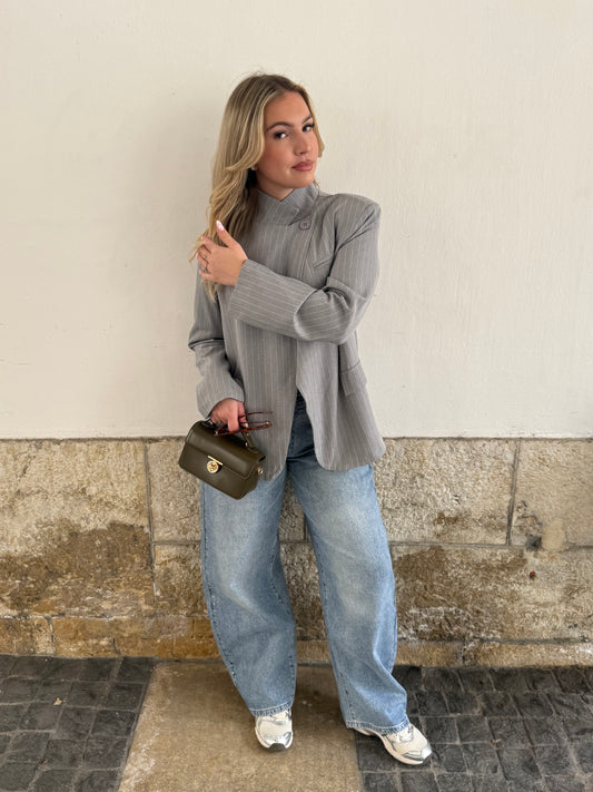 BLAZER AMBRE À RAYURES GRIS