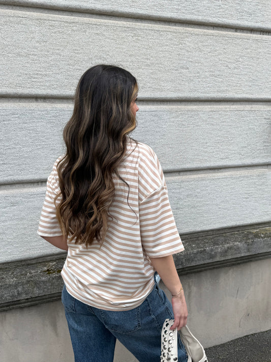 T-SHIRT LOUNA BEIGE/BLANC