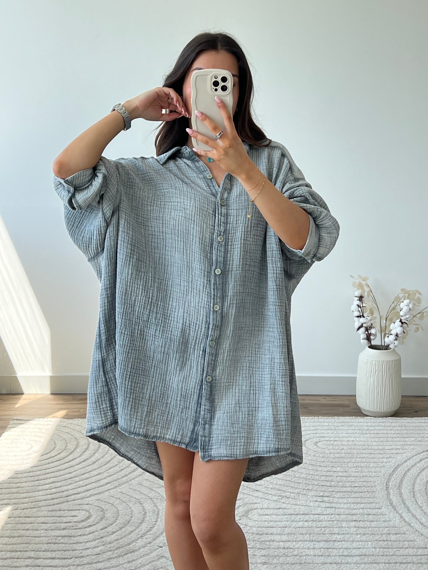 ROBE CHEMISE ÉZIA GRIS FONCÉ