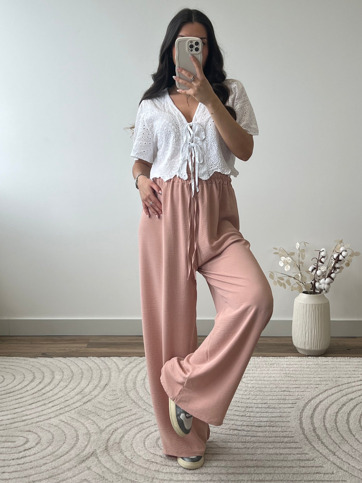 PANTALON FANNY ROSE POUDRÉ (PETITE & GRANDE)