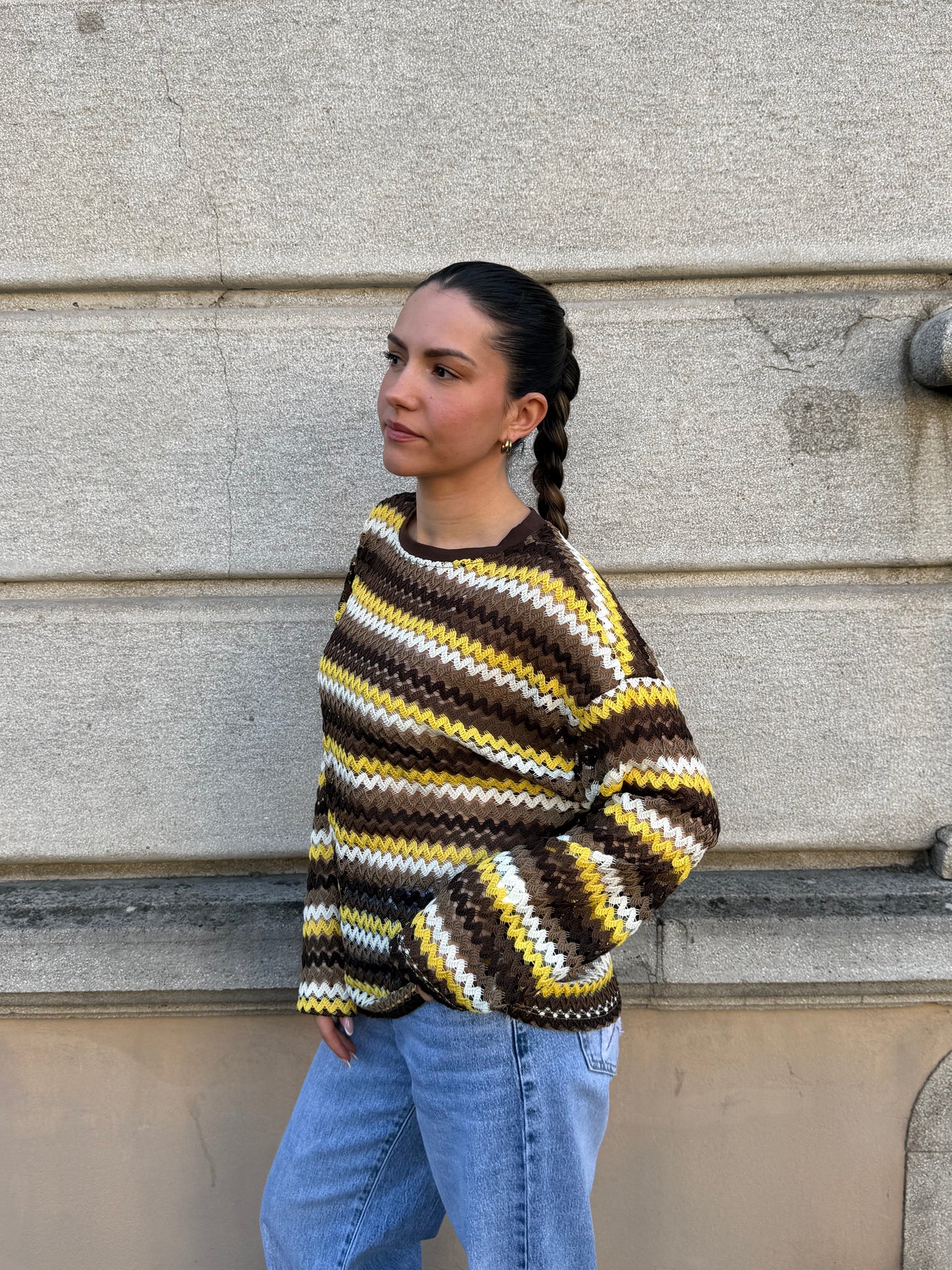 TOP CROCHET CAPUCINE MARRON