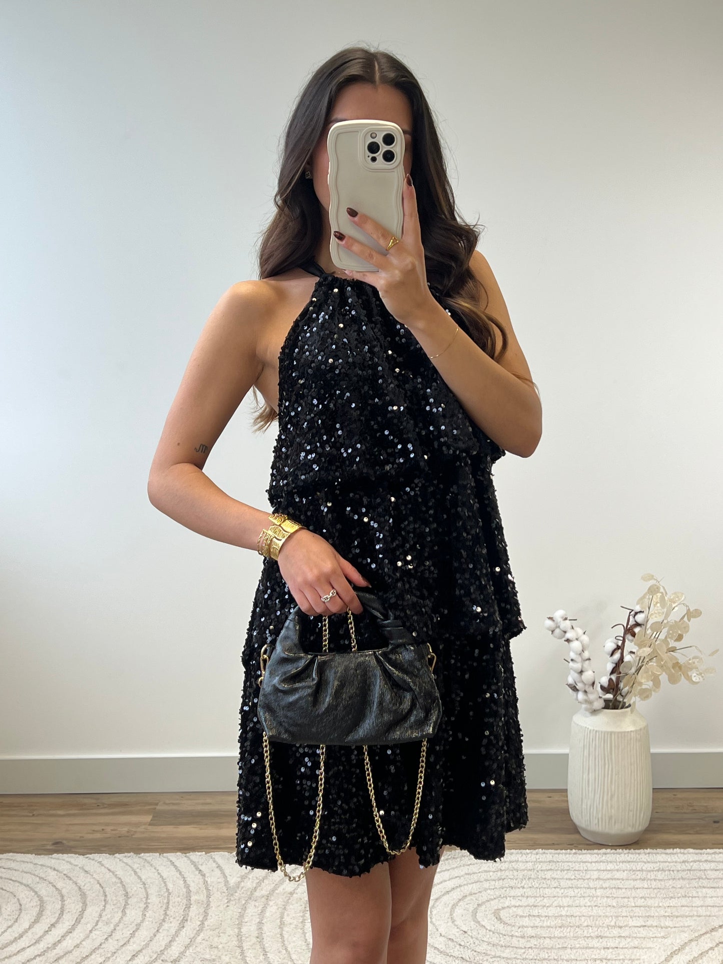 ROBE À VOLANT SEQUINS