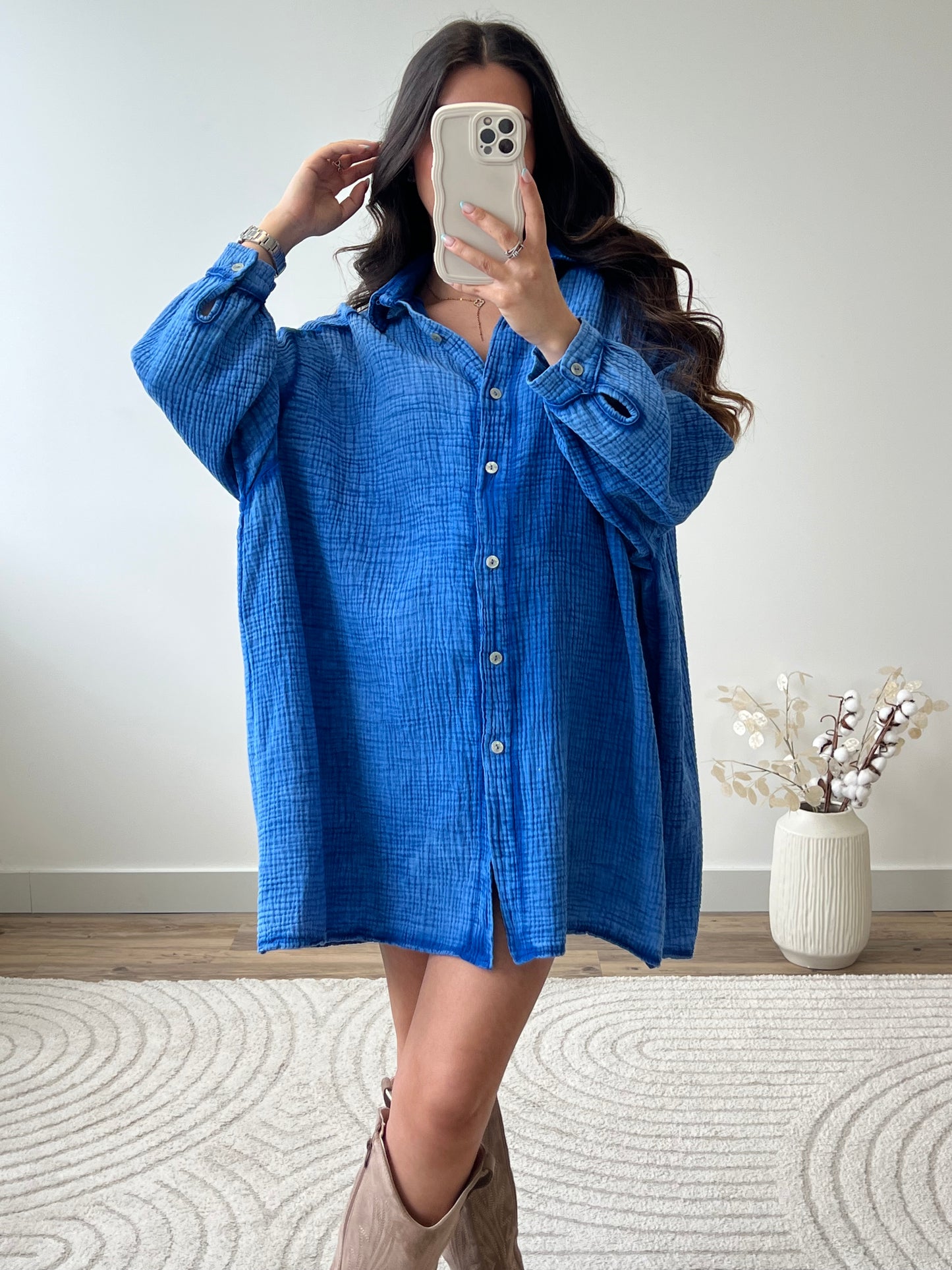 ROBE CHEMISE ÉZIA BLEU ROI