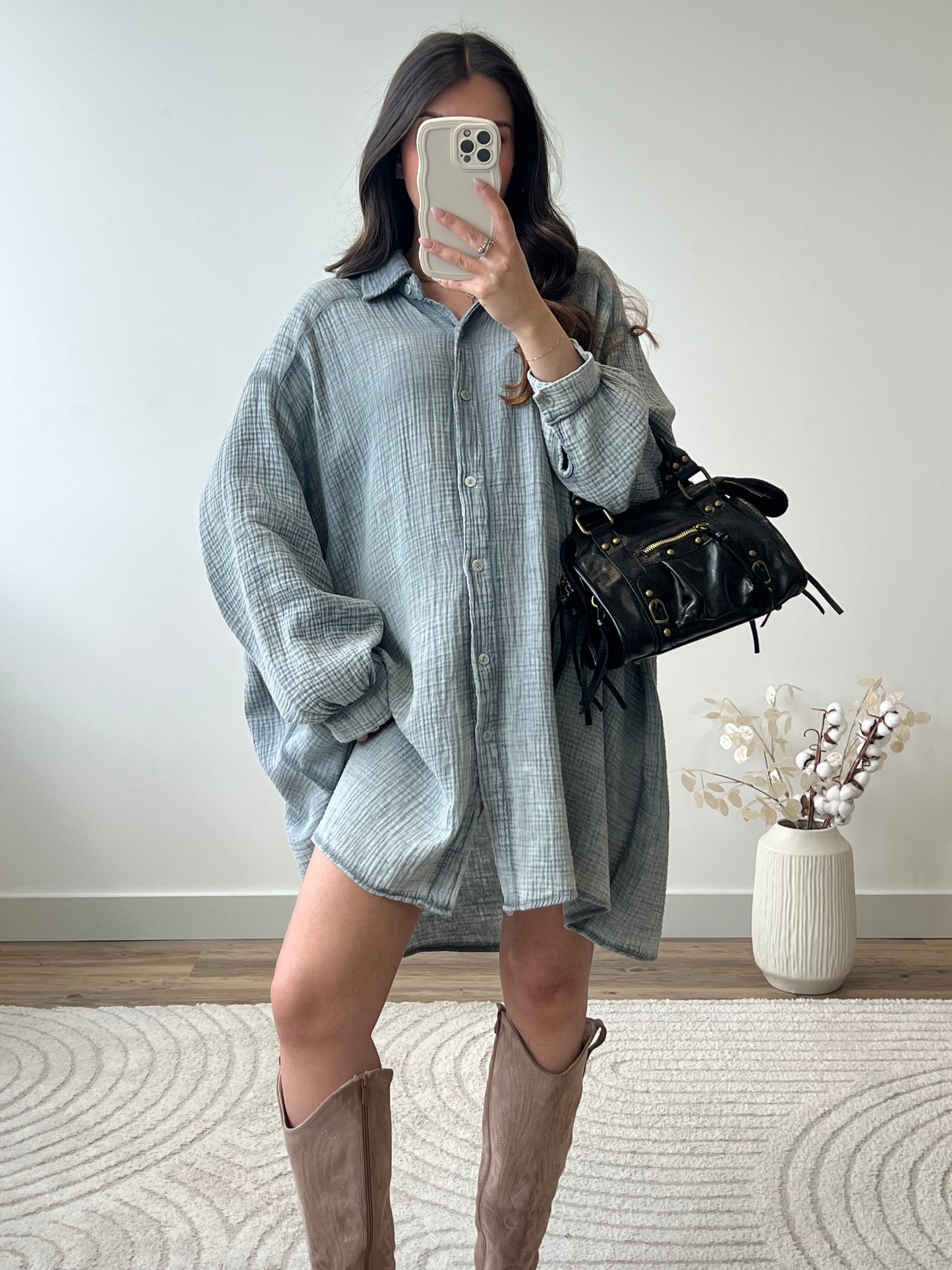 ROBE CHEMISE ÉZIA GRIS FONCÉ