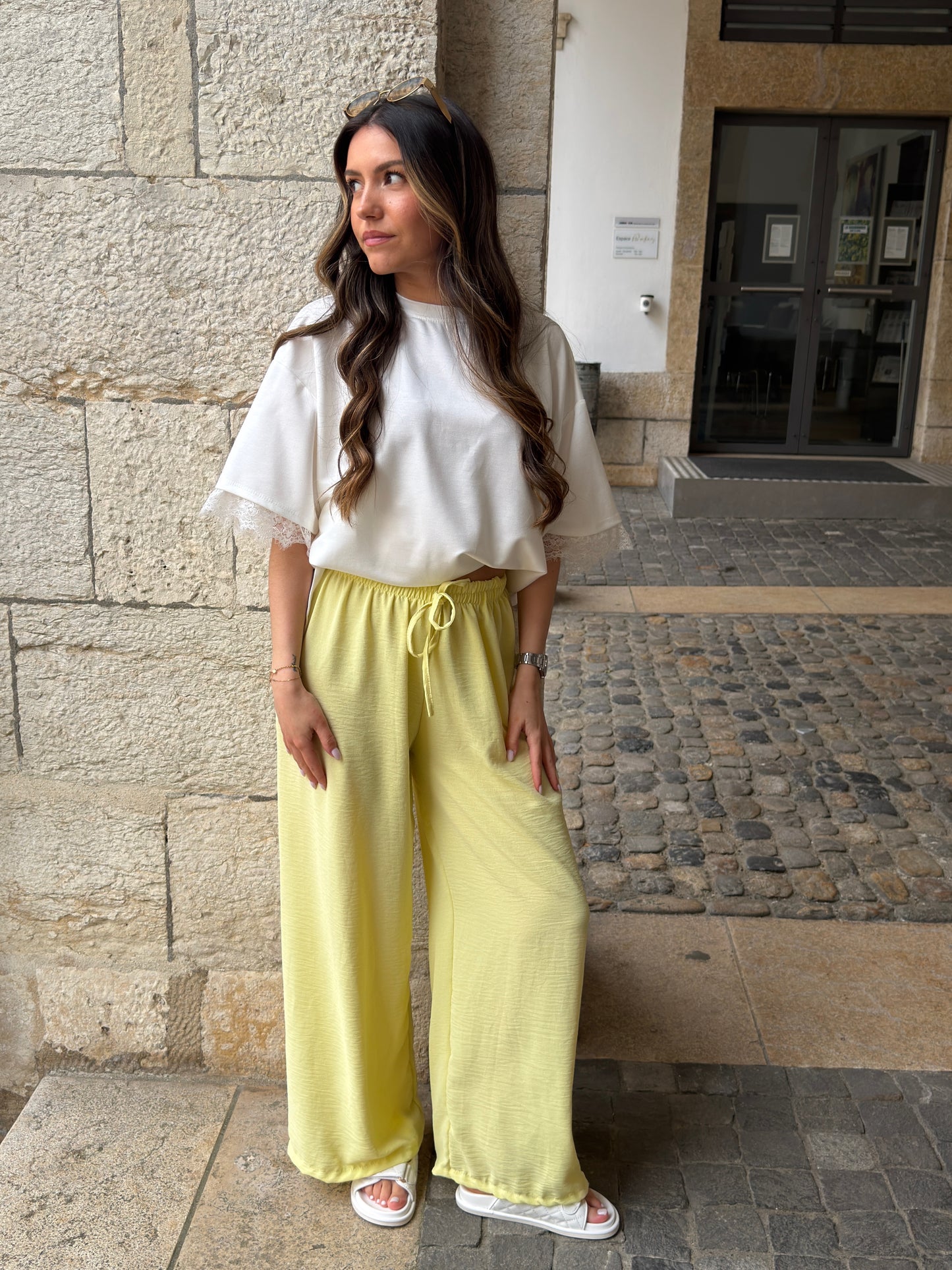 PANTALON FANNY JAUNE BEURRE (PETITE & GRANDE)