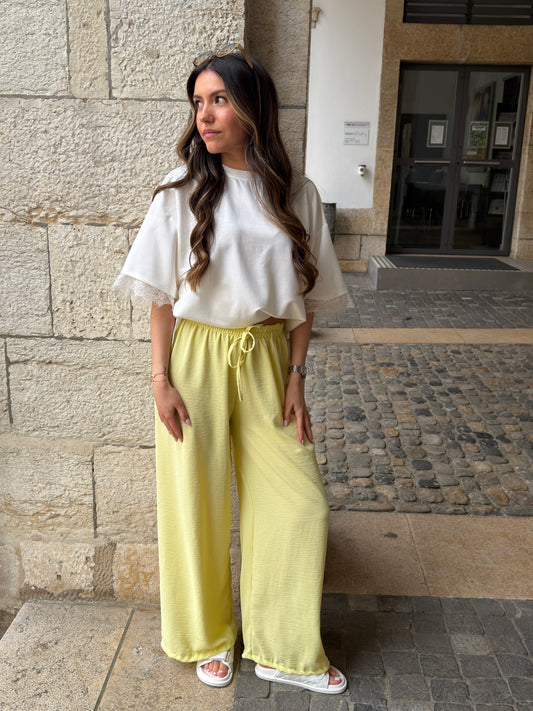 PANTALON FANNY JAUNE BEURRE (PETITE & GRANDE)