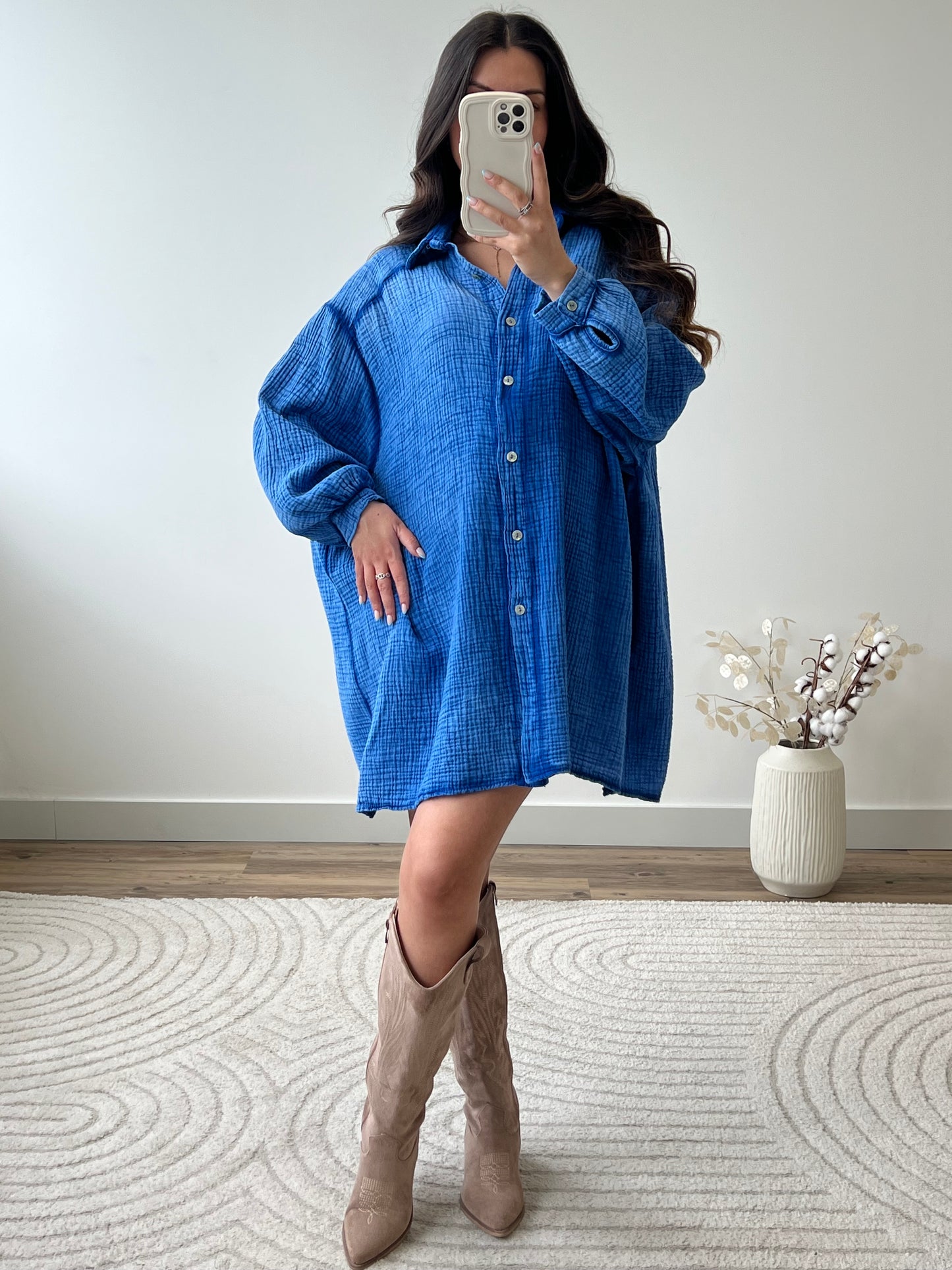 ROBE CHEMISE ÉZIA BLEU ROI