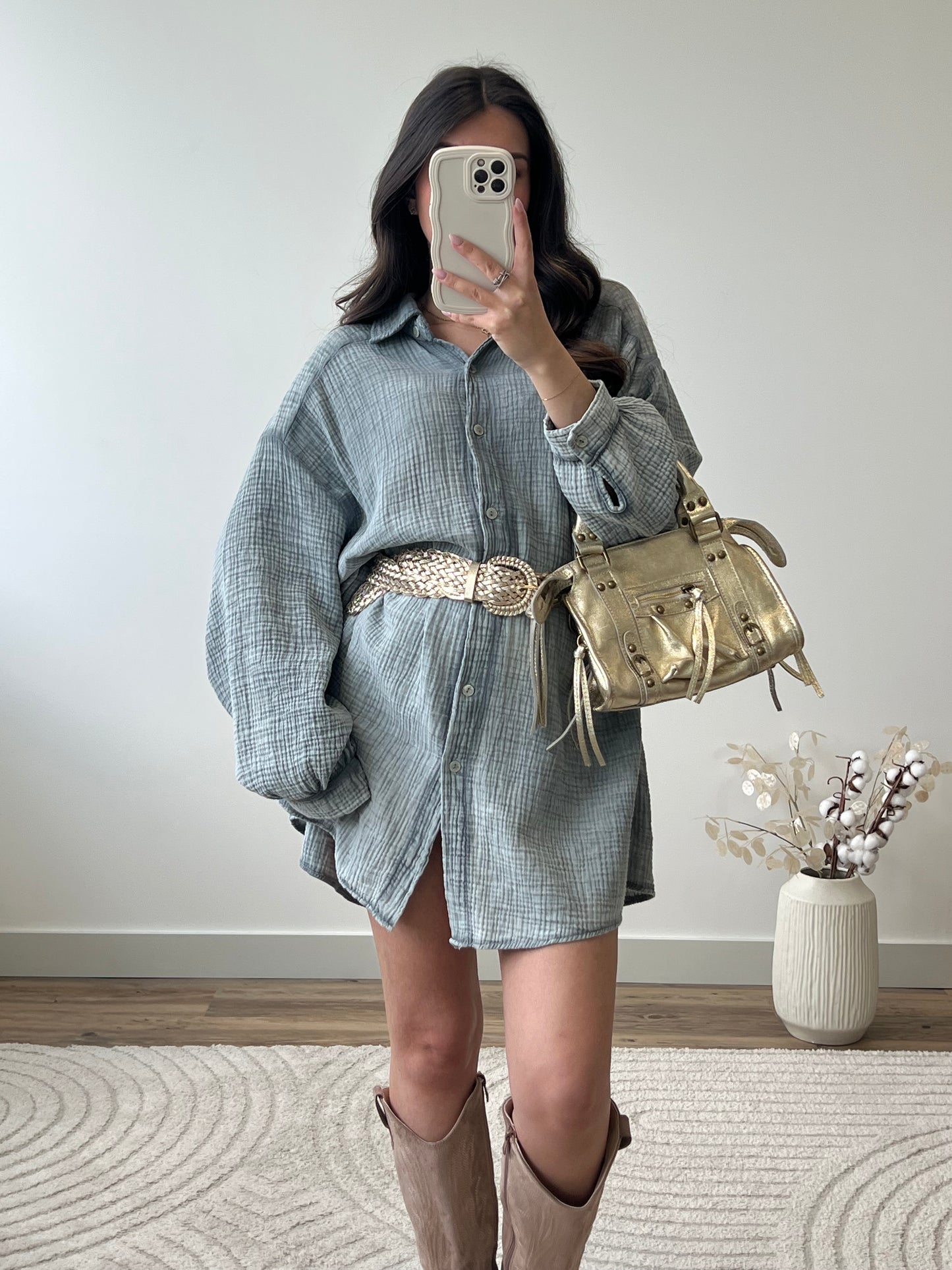 ROBE CHEMISE ÉZIA GRIS FONCÉ