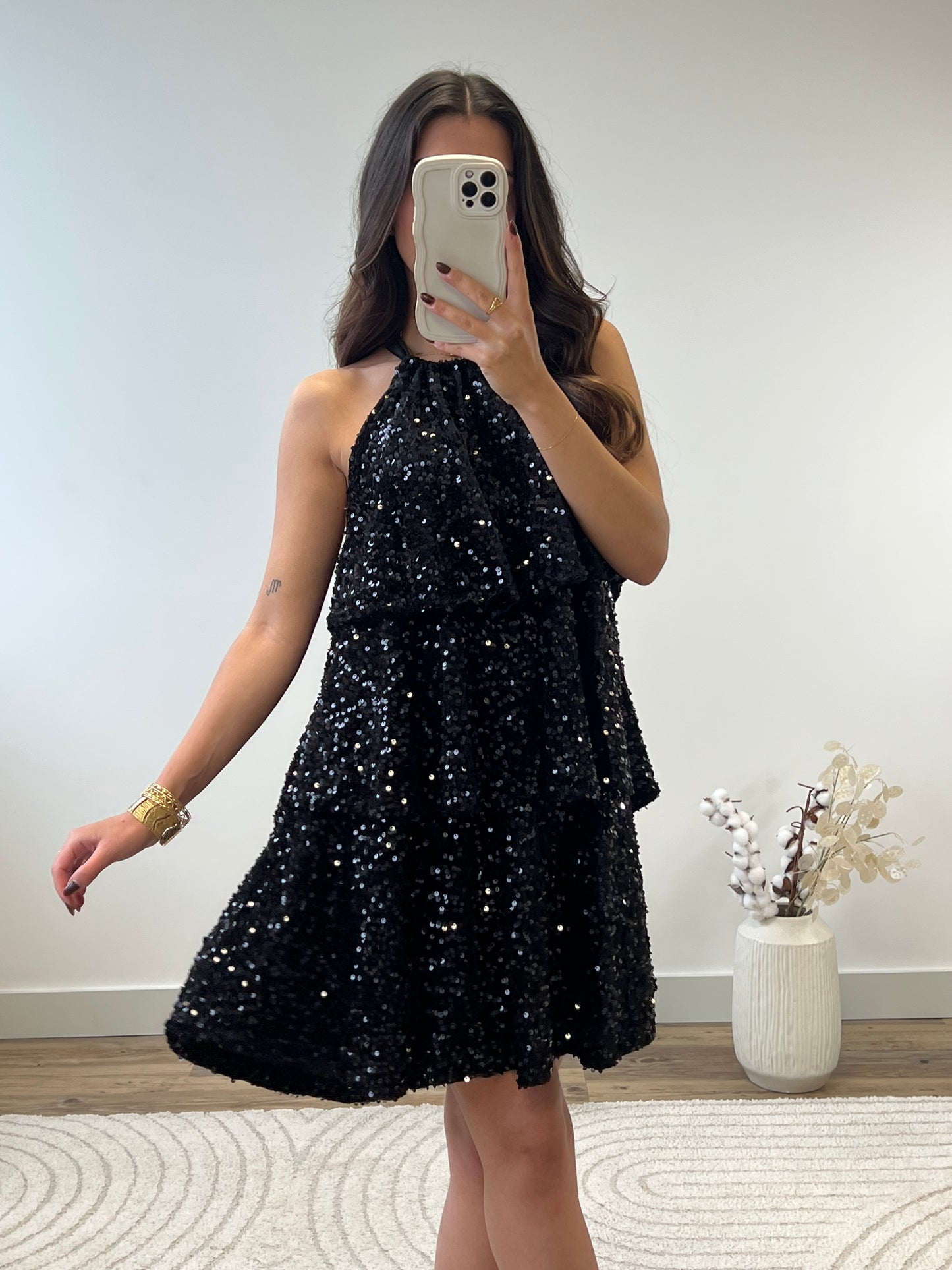ROBE À VOLANT SEQUINS