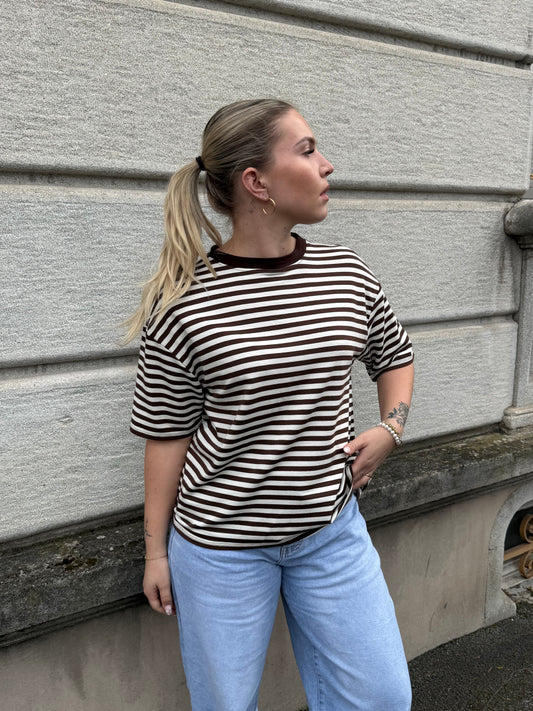 T-SHIRT LOUNA MARRON/BLANC