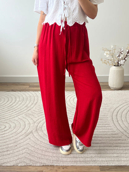 PANTALON FANNY ROUGE (PETITE & GRANDE)