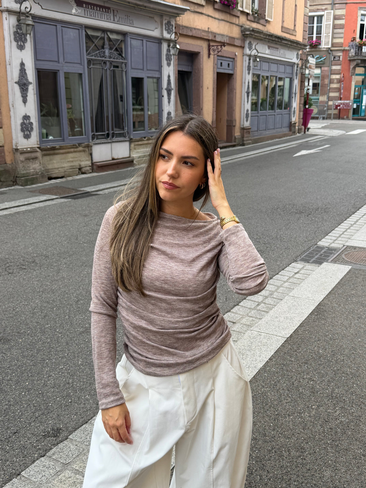 TOP CÉCILE TAUPE