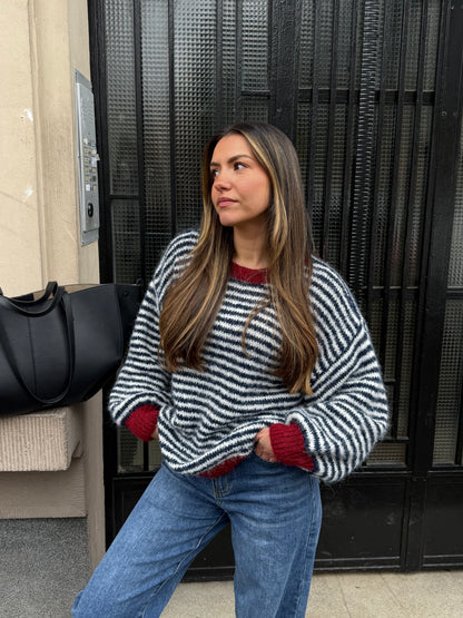 PULL EDY BLEU BORDEAUX (PRÉCO - EXPÉDITION 11/02)