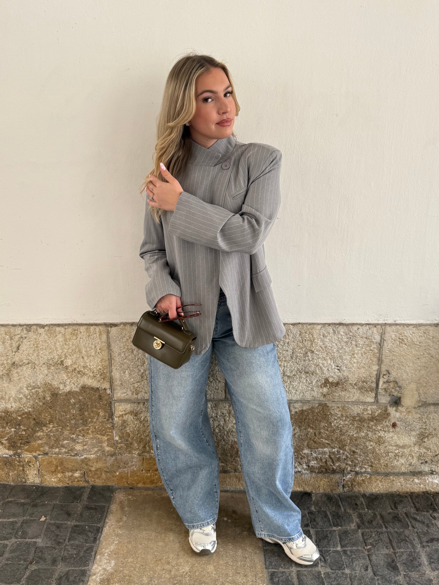 BLAZER AMBRE À RAYURES GRIS