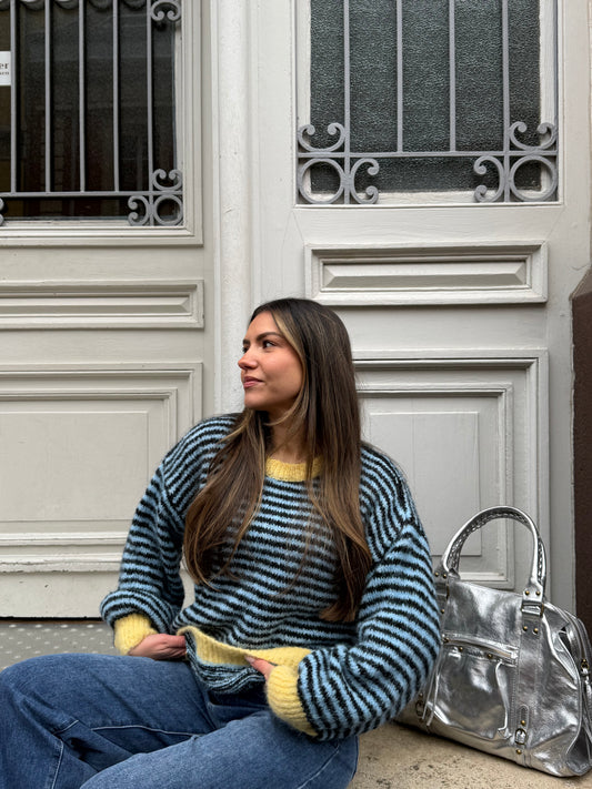 PULL EDY RAYÉ BLEU JAUNE (PRÉCO - EXPÉDITION 11/02)