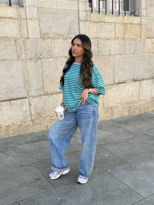 T-SHIRT LOUNA BLEU/VERT