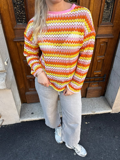 TOP CROCHET CAPUCINE ROSE