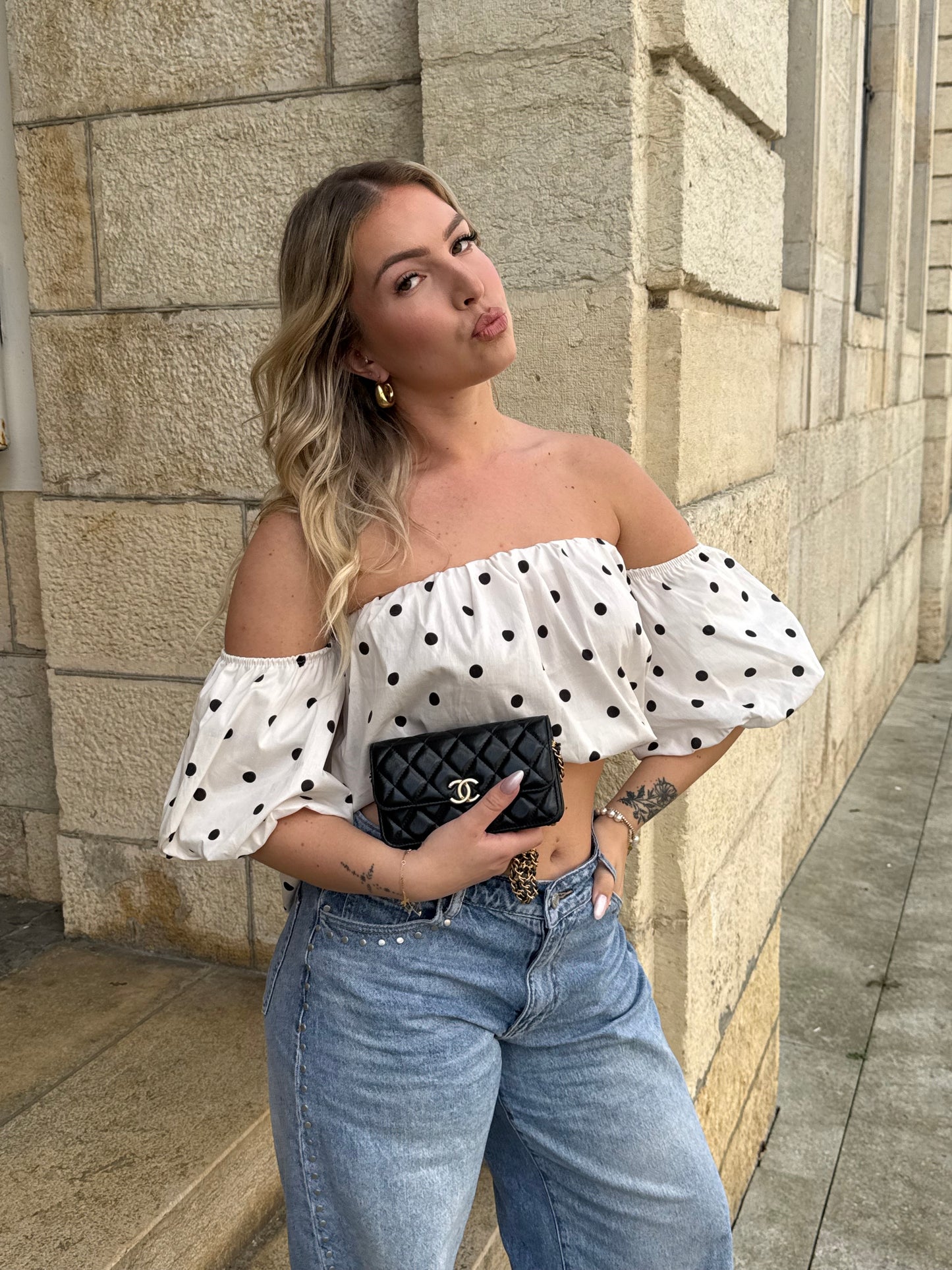 BLOUSE GABY BLANCHE À POIS