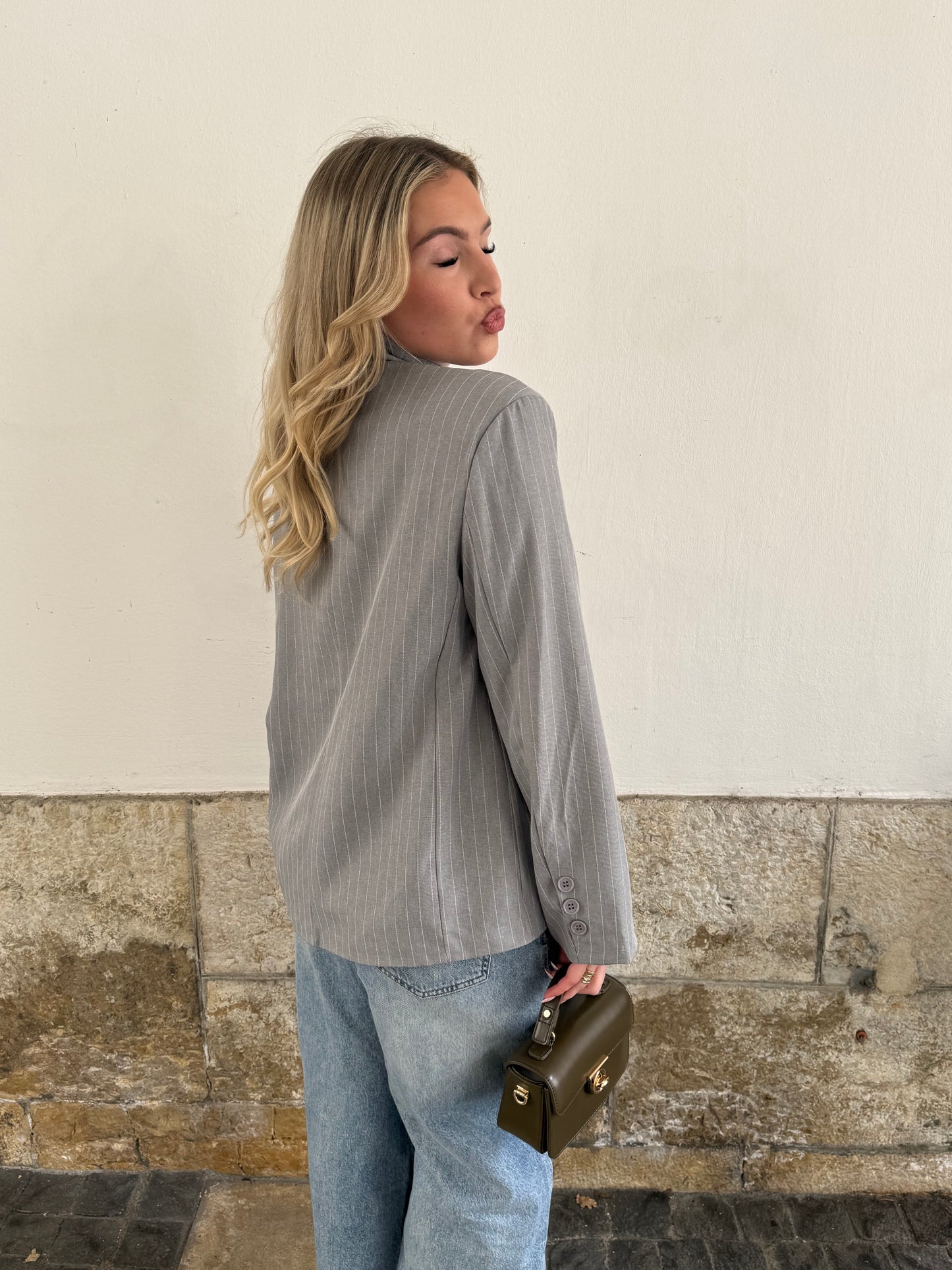 BLAZER AMBRE À RAYURES GRIS