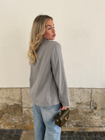 BLAZER AMBRE À RAYURES GRIS