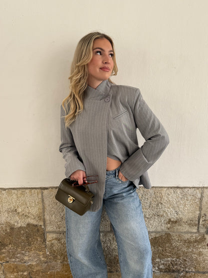 BLAZER AMBRE À RAYURES GRIS