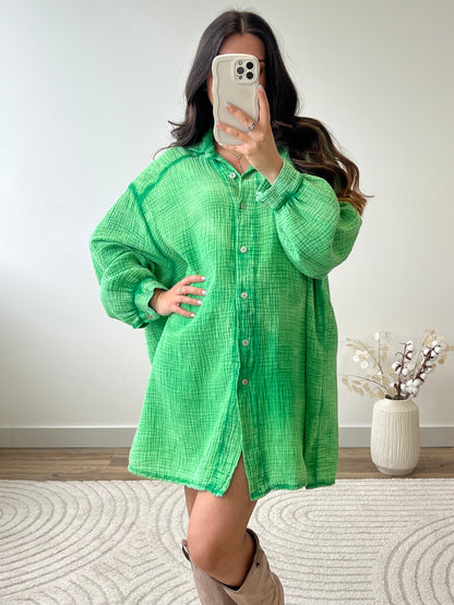 ROBE CHEMISE ÉZIA VERTE