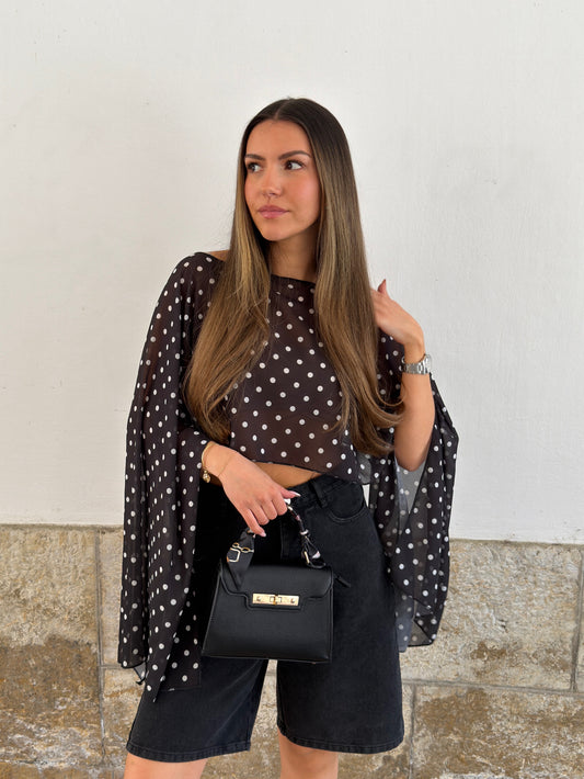 TOP LIV NOIR A POIS