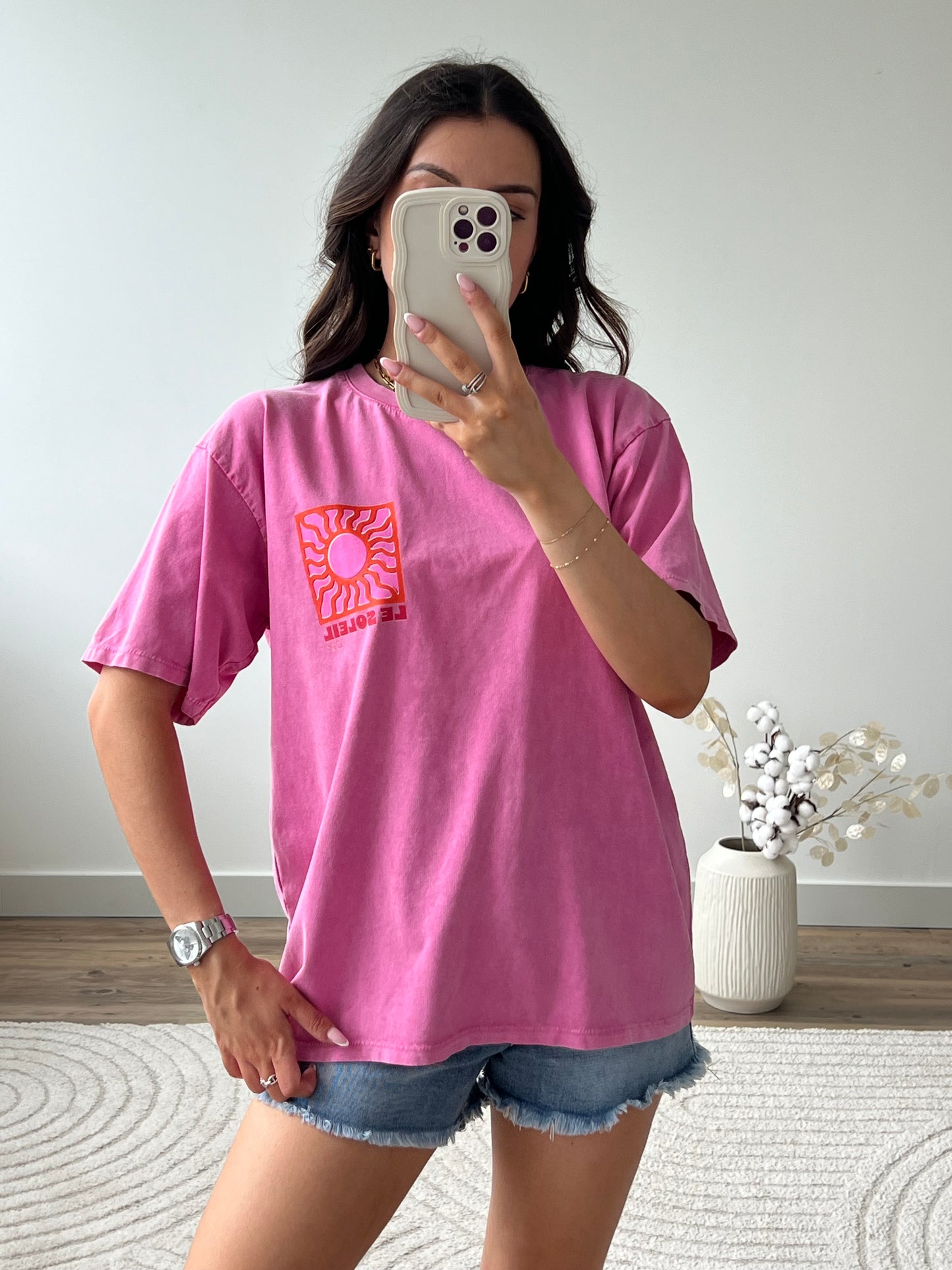 T-SHIRT SOLEIL ROSE