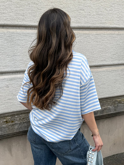 T-SHIRT LOUNA BLEU/BLANC