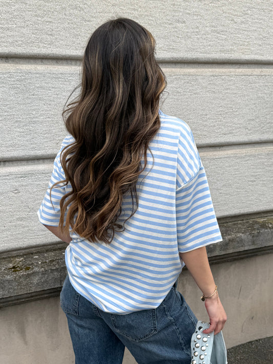 T-SHIRT LOUNA BLEU/BLANC