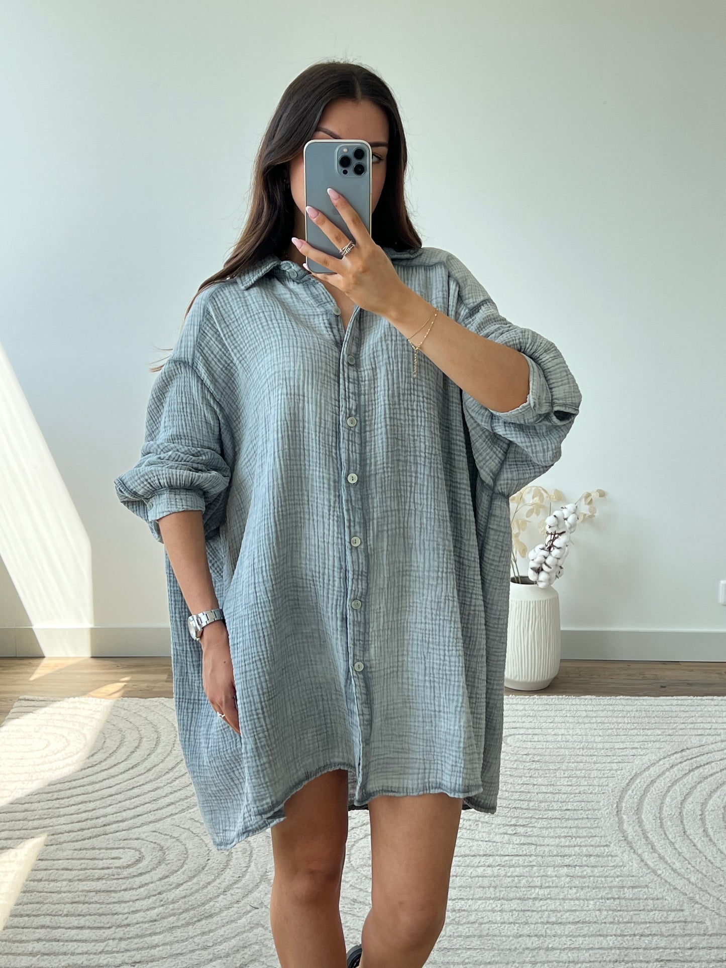 ROBE CHEMISE ÉZIA GRIS FONCÉ