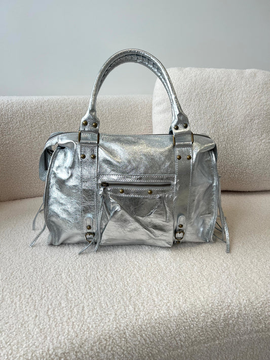 SAC VAL LARGE - 100% CUIR ARGENT