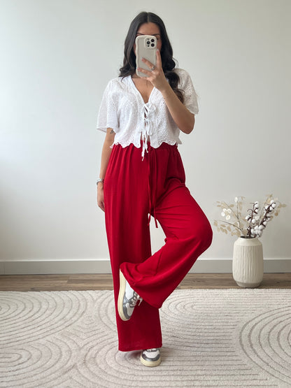 PANTALON FANNY ROUGE (PETITE & GRANDE)