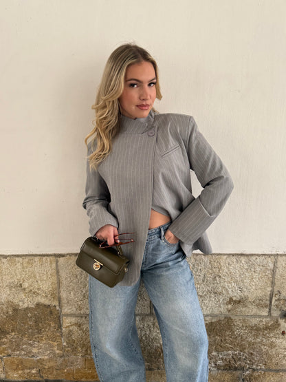 BLAZER AMBRE À RAYURES GRIS