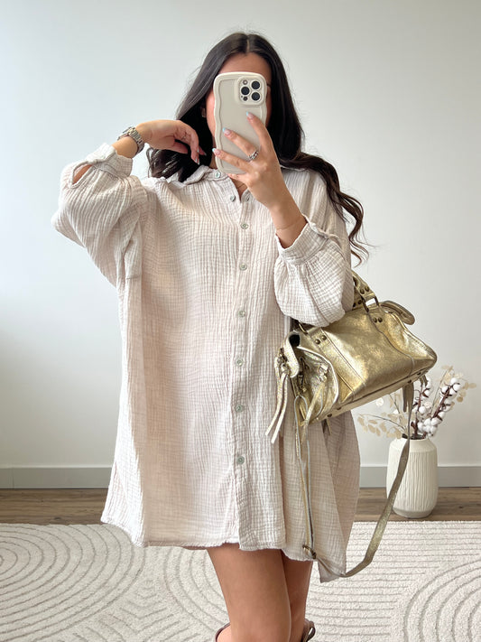 ROBE CHEMISE ÉZIA BEIGE
