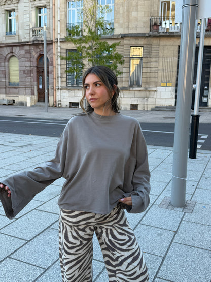 TOP MANCHES LONGUES GABRIEL TAUPE