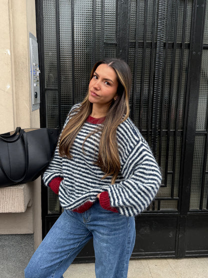 PULL EDY BLEU BORDEAUX (PRÉCO - EXPÉDITION 11/02)