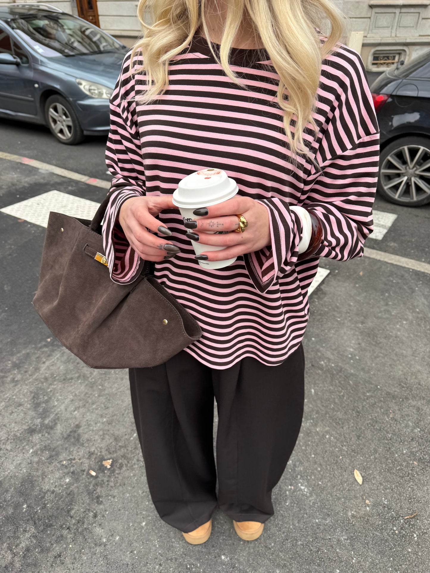 TOP ISADORA MARRON/ROSE