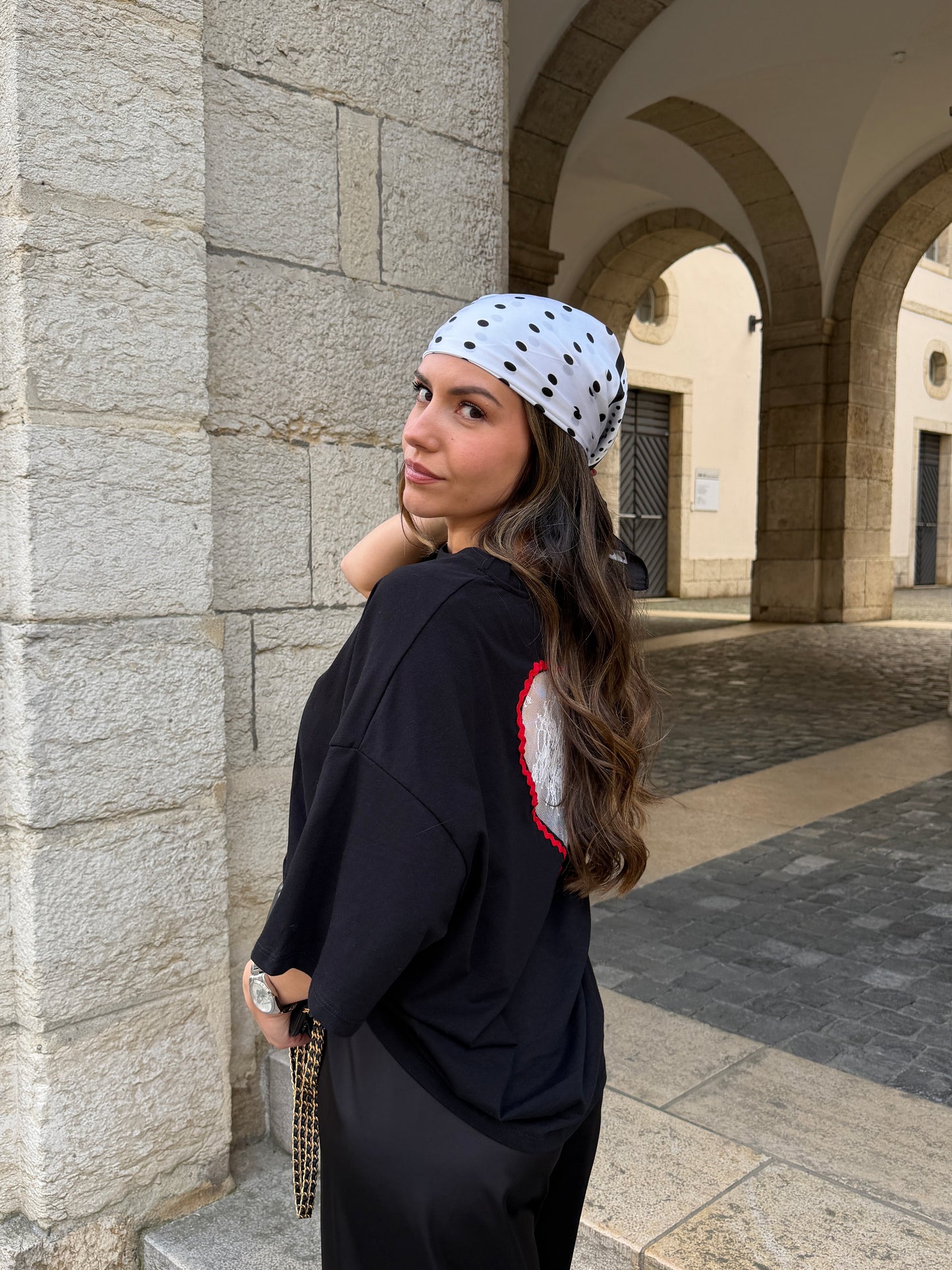FOULARD BLANC À POIS