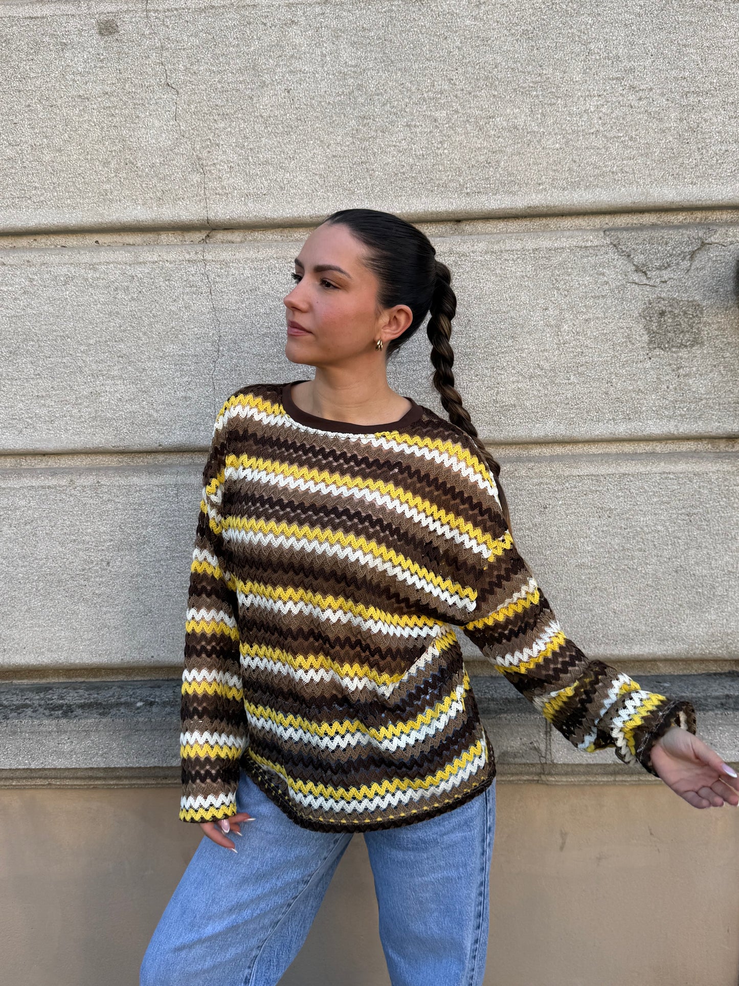 TOP CROCHET CAPUCINE MARRON