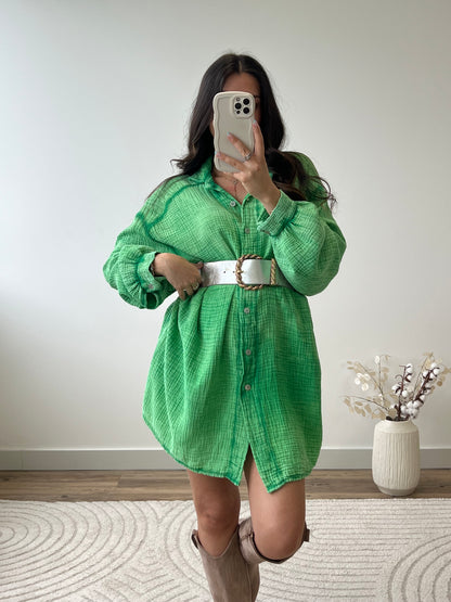 ROBE CHEMISE ÉZIA VERTE