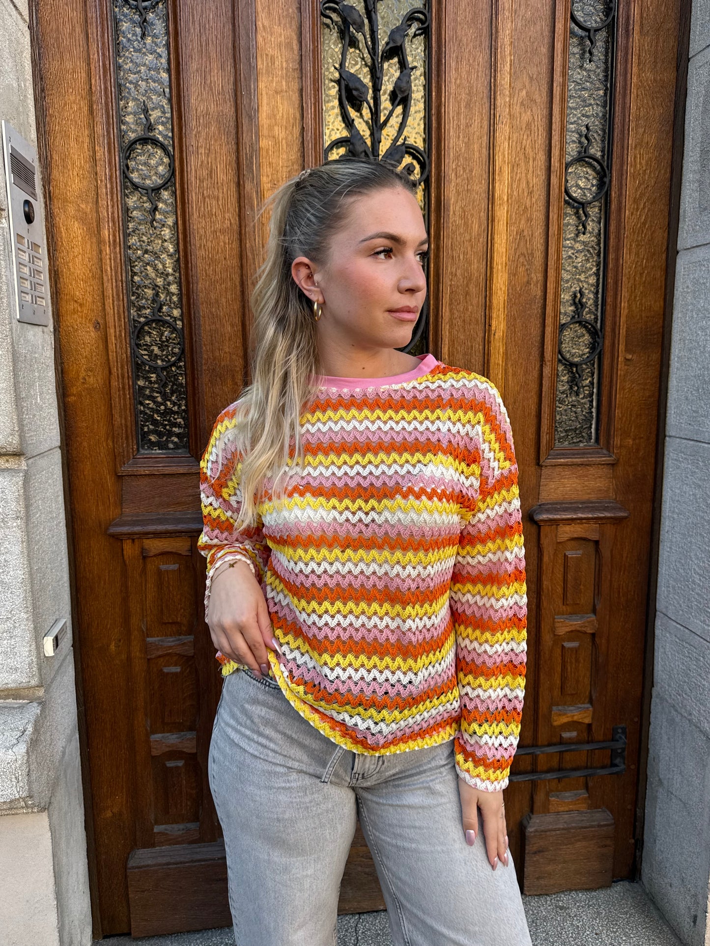 TOP CROCHET CAPUCINE ROSE