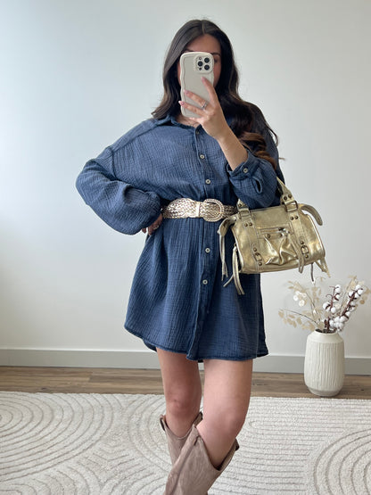 ROBE CHEMISE ÉZIA BLEU MARINE