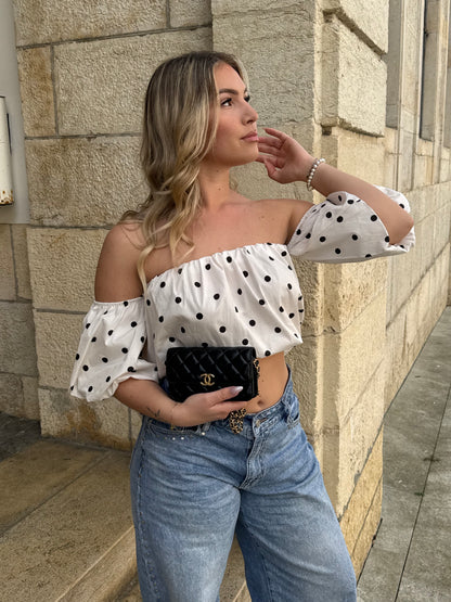 BLOUSE GABY BLANCHE À POIS