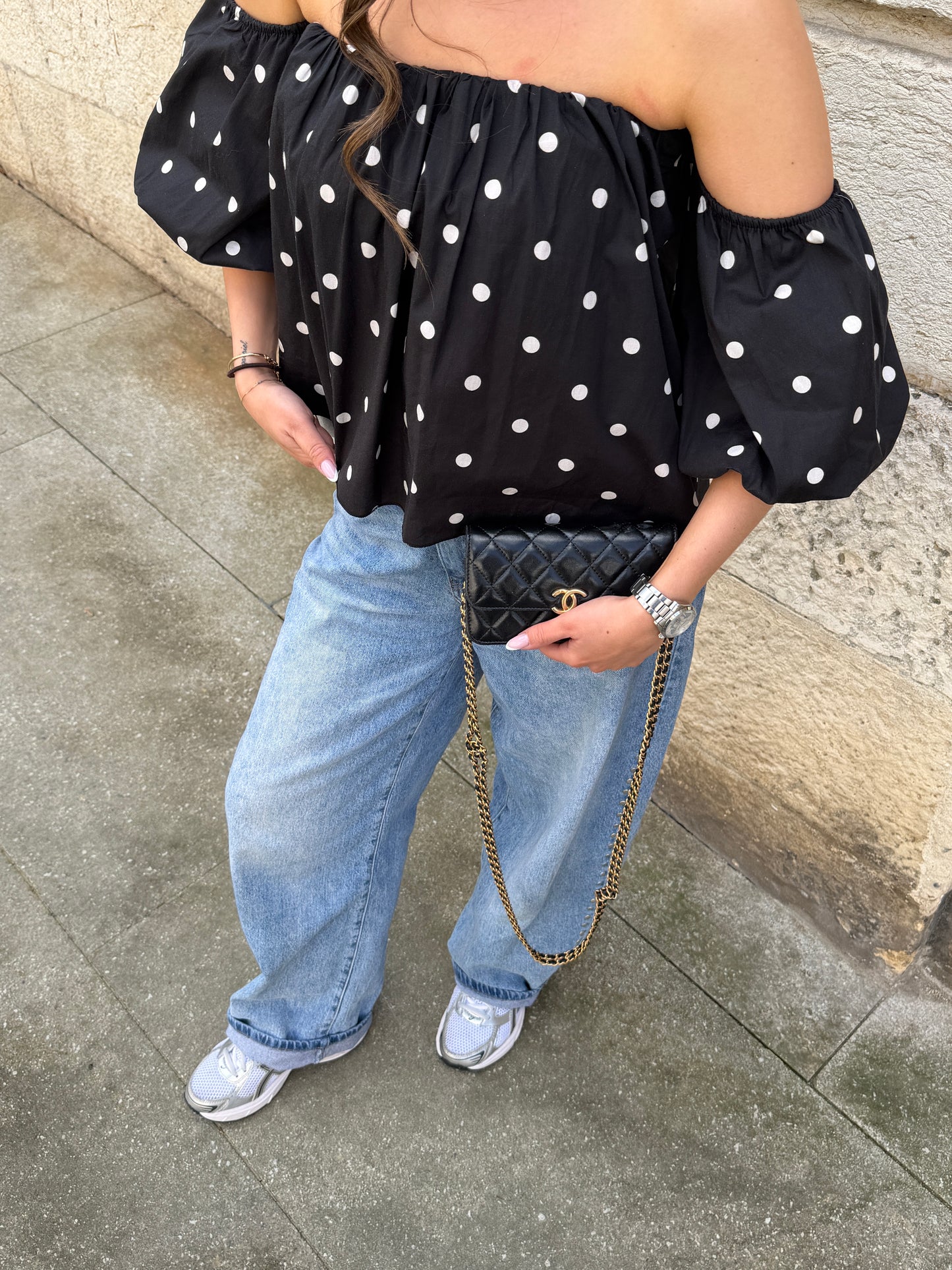 BLOUSE GABY NOIR À POIS