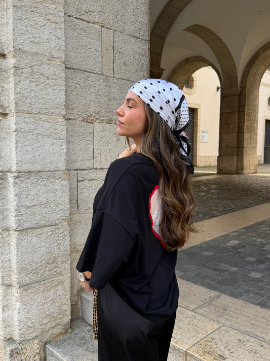 FOULARD BLANC À POIS