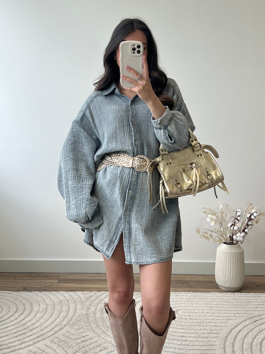 ROBE CHEMISE ÉZIA GRIS FONCÉ