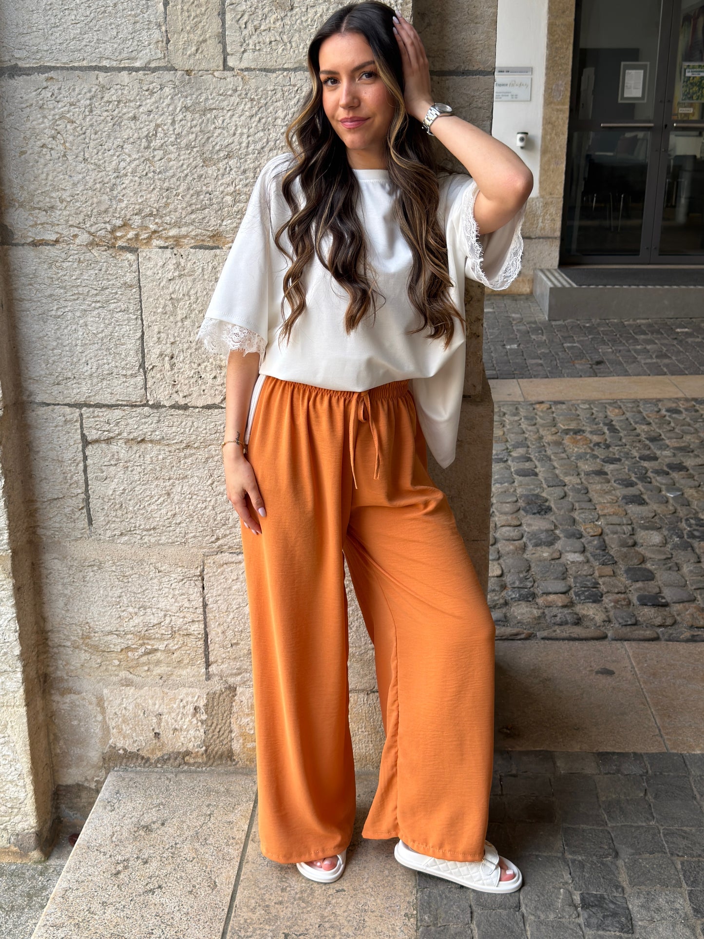 PANTALON FANNY ABRICOT (PETITE & GRANDE)